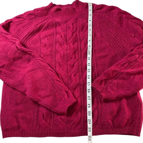 Banana Republic Berry Cable Knit Sweater Italian Merino Wool Blend Size M - Picture 6 of 7